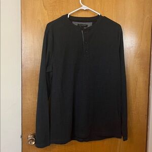 Dark Gray Long Sleeve Waffle Henley Shirt